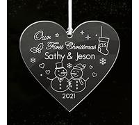 Personalised Acrylic Christmas Baubles Custom Xmas Tree Decorations First Christmas Ornaments Keepsake Gift for Lover Couples Mr Mrs Her Him Girls Family Home 2025 Any Name (Heart 1)