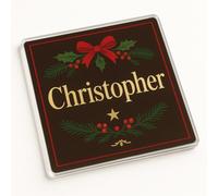 Personalised Acrylic Christmas Coaster Place Setting Gift - Elegant Festive Dinner Table Decor with Classic Design