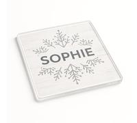 Personalised Acrylic Coaster Gift for Christmas - Skandi Simple Design with Snowflake Motif - Elegant and Unique Table Decor
