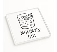 Personalised Acrylic Coaster Gift - Minimalist Custom Add a Name Gin Design for Home Bar Decor Featuring Sketchy Sips Theme