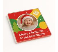 Personalised Acrylic Coaster Gift with Nanny's Holiday Glow Design - Christmas Photo Present for Cherished Memories