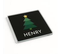 Personalised Acrylic Coaster Place Setting Gift for Christmas - Festive Geometry Design, Modern Holiday Home Decor Present