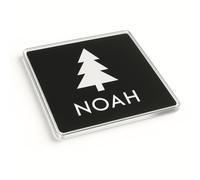 Personalised Acrylic Coaster Place Setting Gift - Geometric Christmas Tree Design in Minimalist Style - Modern Festive Decor