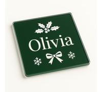 Personalised Acrylic Coaster Place Setting Gift - Noel Elegance Design with Christmas Charm for Holiday Table Decor