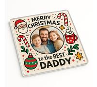 Personalised Acrylic Coaster with Cheeky Christmas Joy Design - Festive Photo Gift for Daddy's Holiday Table Delight