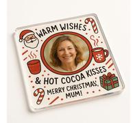 Personalised Acrylic Coaster with Personalised Photo Frame - Cocoa Kisses Joy for Mum with Whimsical Design