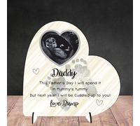 Personalised Acrylic Heart Plaque - New Dad Gift | Baby Scan Photo Frame | Father's Day Present from Bump | Handmade Baby Gift (Lemon, Mdf Wood 13.5cm x 13.5cm)