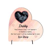 Personalised Acrylic Heart Plaque - New Dad Gift | Baby Scan Photo Frame | Father's Day Present from Bump | Handmade Baby Gift (Pink, Mdf Wood 19cm x 19cm)