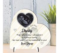 Personalised Acrylic Heart Plaque - New Dad Gift | Baby Scan Photo Frame | Father's Day Present from Bump | Handmade Baby Gift (Lemon, Mdf Wood 19cm x 19cm)