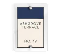 Personalised Acrylic House Sign with Board Game Inspired Design | 210mm x 148mm Clear Address Plaque | Custom Printed Door Number | Weatherproof Outdoor Home Name Plate (Navy)