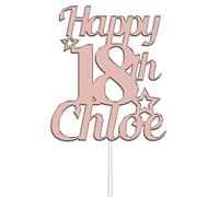 Personalised Acrylic Name & Age Cake Topper by KreateSquare | Happy Birthday Acrylic Topper - Rose Gold