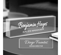 Personalised Acrylic Name Plate for Desk, Custom Office Name Plate with Name/Title/Logo, Desk Accessories for Women and Men, Teacher Boss Gifts