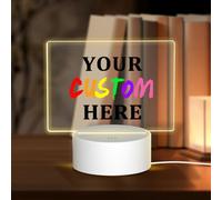 Personalised Acrylic Night Light with Photo Texts, Custom Design Your Picture Logo Night Lamp for Home Office DIY Customized Night Light for Anniversary Birthday Christmas Bedroom (Rectangle Shape)