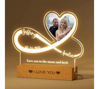 Personalised Acrylic Plaque Night Light - Birthday Gifts for Boyfriend Girlfriend, Custom Valentine's Day Gift with Photo Text - Anniversary Memorial Gifts for Couples - Graduation Gifts for Him/Her