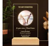Personalised Acrylic Plaque Night Light Gift for Him Her on Valentine's Day Anniversary, Custom Gift with Your Photo & Handwritten Promise, Love Letter Gifts for Boyfriend Girlfriend Wife Husband