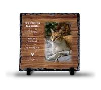 Personalised Add Your Own Photo Slate Pet Memorial You Were My Favourite Hello And My Hardest Goodbye Dog Cat Horse Pet Loss Custom Upload Photo Add Any Name Rock Slate Wooden Background S-PM12