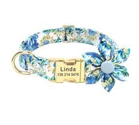 Personalised Adjustable Nylon Printed Dog ID Collar For Labrador Retrievers Shiba Inus Pugs Chihuahuas,C Collar,S