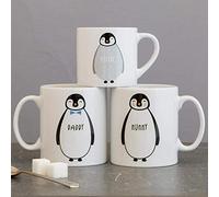 Personalised Adult and Child Family Mug Set - Hot Chocolate, Baby Chino Mug Set, Perfect for Christmas Eve Gift, Mother’s Day or Father’s Day (Penguin Family)