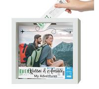 Personalised Adventure Archive Box with Name,Custom Photo Travel Shadow Box Ticket Shadow Box with Slot,Theatre Movie Concert Ticket Memory Frame Boxes for Keepsakes
