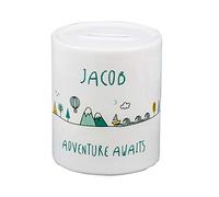 Personalised Adventure Scene and Hotair Balloons Childrens Money Box Present