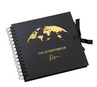 Personalised Adventures Holiday Scrapbook Album, Spiral Bound, Metallic Foil Finish, Kraft Paper (Black)