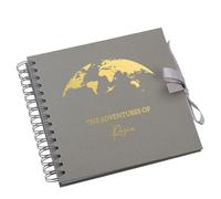 Personalised Adventures Holiday Scrapbook Album, Spiral Bound, Metallic Foil Finish, Kraft Paper (Grey)