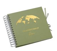 Personalised Adventures Holiday Scrapbook Album, Spiral Bound, Metallic Foil Finish, Kraft Paper (Olive)