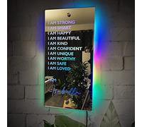 Personalised Affirmations Led Light - I Am Smart, Happy, Kind, Confident - Girls & Women Quote, Daily Reminder - Name Mirror Lamp