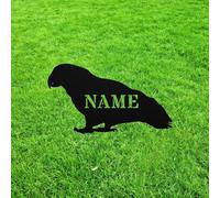 Personalised African Grey Parrot Yard Sign Stake Custom Metal Outdoor Garden Art Pet Grave Marker Memorial Remembrance Sculpture Figurine Silhouette Name Sign Lawn Ornament Housewarming Gift
