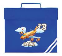 Personalised Airplane Book Bag for Boys Passenger Plane Custom Name Class Return to School Nursery Kids Bag, One Size, Royal
