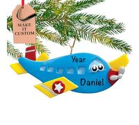 Personalised Airplane Ornament 2025 - Fast & Free 24h Customisation - Kids Christmas Ornaments for Tree - Custom Gift Wrapped Blue Plane Toy Keepsake for Toddlers. Girls, Boys