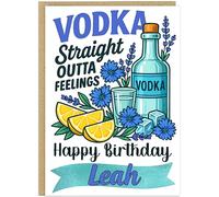 Personalised Alcohol Themed Birthday Cards - Custom Own Name With 9 Fun Designs Gin Margaritas Mimosas Prosecco Rosé Rum Tequila Vodka Whiskey Wine - Happy Birthday Greeting Cards A5 (Vodka)