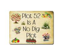 Personalised Allotment Metal Sign Gift - Plot Any Number Is A No Dig Plot -Light - Cute Fun Novelty Gardening Aluminium Present