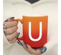 Personalised Alphabet Initial Mug, 11oz Ceramic Coffee Mug - 30th 40th 50th Gifts for Him Her, Fathers Day, Mothers Day, Birthday Valentines, Christmas, Retirement Present (U)