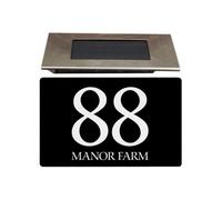 Personalised Aluminium House Sign With Solar Light Customised With Your House Number And Street Name 160 X 280mm Black