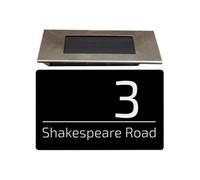 Personalised Aluminium House Sign With Solar Light Customised With Your House Number And Street Name 200 X 130mm Black