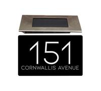 Personalised Aluminium House Sign With Solar Light Customised With Your House Number And Street Name 200 X 130mm Black