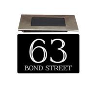 Personalised Aluminium House Sign With Solar Light Customised With Your House Number And Street Name 160 X 280mm Black