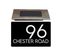 Personalised Aluminium House Sign With Solar Light Customised With Your House Number And Street Name 160 X 280mm Black