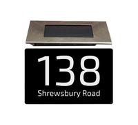 Personalised Aluminium House Sign With Solar Light Customised With Your House Number And Street Name 160 X 280mm Black