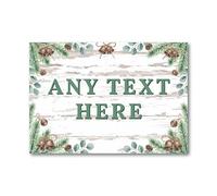 Personalised Aluminium Plaque Christmas Rustic Farmhouse Door Sign Winter Pine Bells Shabby Chic Wall Decor Seasonal Gift