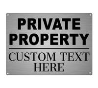 Personalised Aluminium Private Property Sign 28cm x 20cm Brushed Silver