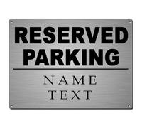 Personalised Aluminium Reserved Parking Sign 28cm x 20cm Brushed Silver