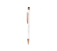Personalised Aluminium Stylus Ballpoint Pen with Soft Touch Rubber Finish, Rose Gold Trim, Colour Reveal Laser Engraving, Jumbo Blue Ink Refill, Premium Push Button Pen for Office & Promotional Gifts