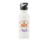 Personalised Always Believe Unicorn Floral Design Gift for Girls & Women, Stainless Steel 600ml Water Bottle with Straw. (White)
