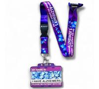 Personalised Alzheimer's Awareness Card, Double ID Card Holder with Alzheimers, Please Be Patient Lanyard