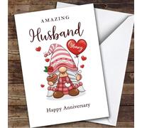 Personalised Amazing Husband Gonk Happy Anniversary Romantic Card