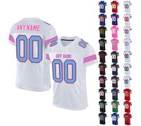 Personalised American Football Jersey Customised Rugby Jersey with Name, Number, Team Name for Men/Women/Kids Quick Dry Breathable Fabric Moisture Wicking Active Tops #27