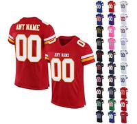 Personalised American Football Jersey Customised Rugby Jersey with Name, Number, Team Name for Men/Women/Kids Quick Dry Breathable Fabric Moisture Wicking Active Tops #22