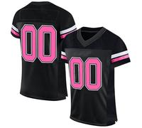 Personalised American Football Jersey Print/Embroidery with Name Number Blank Practice Jersey Shirts Hip Hop Party Jersey for Men Women Children, pink, 5XL
